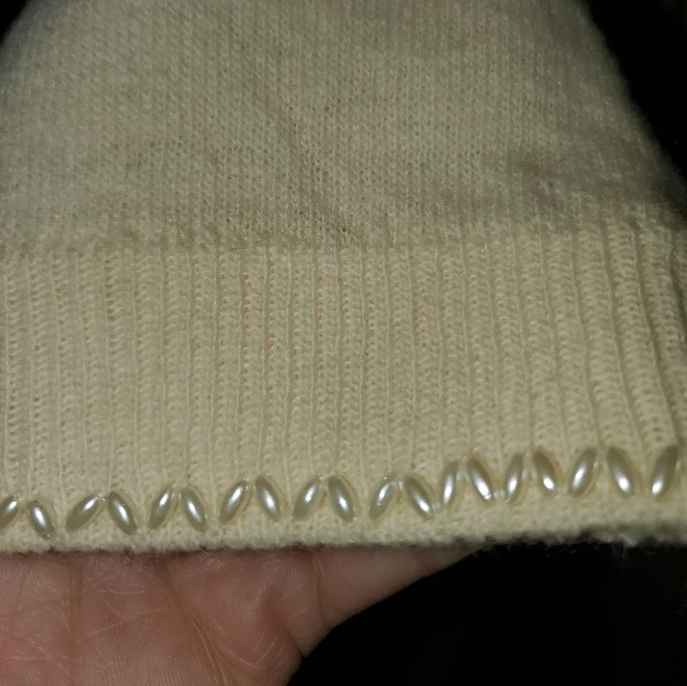 Vintage beaded lined cream sweater XL - Picture 4 of 6